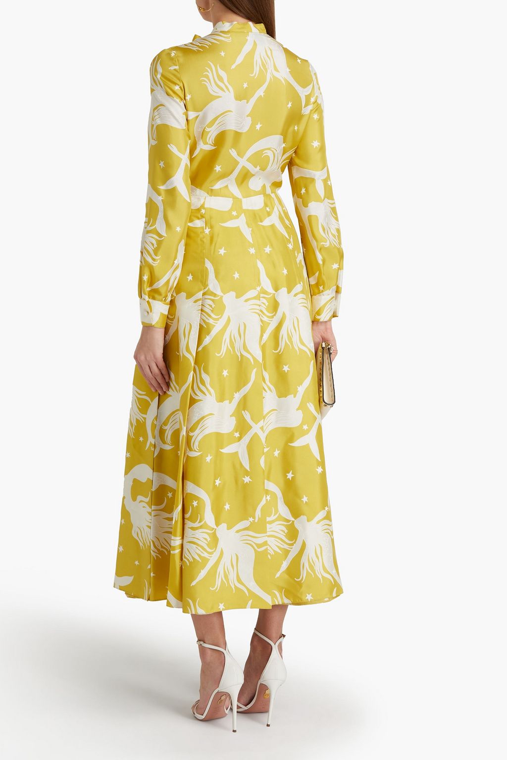 VALENTINO GARAVANI Pleated printed silk-twill midi dress