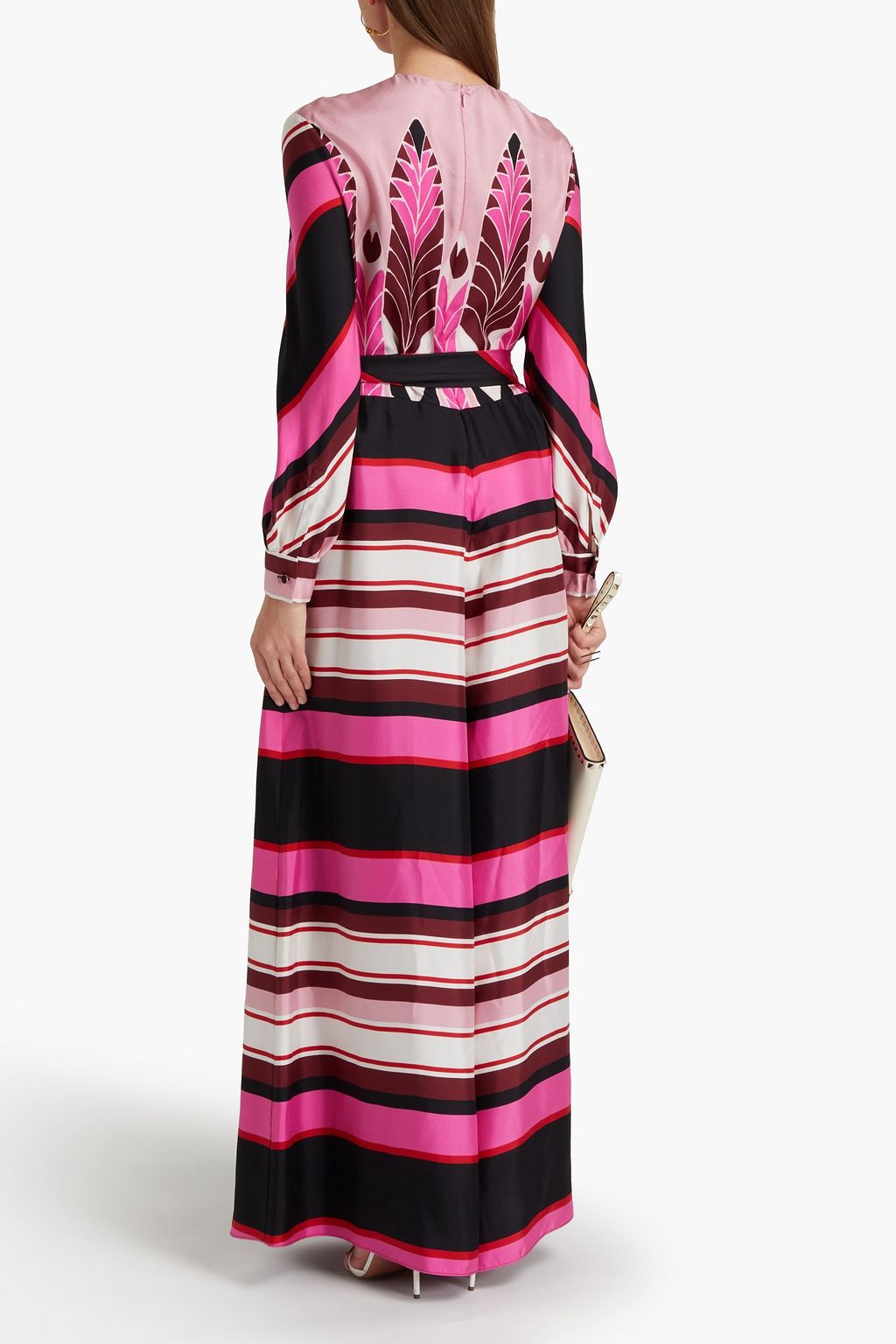 VALENTINO GARAVANI Belted printed silk-twill wide-leg jumpsuit