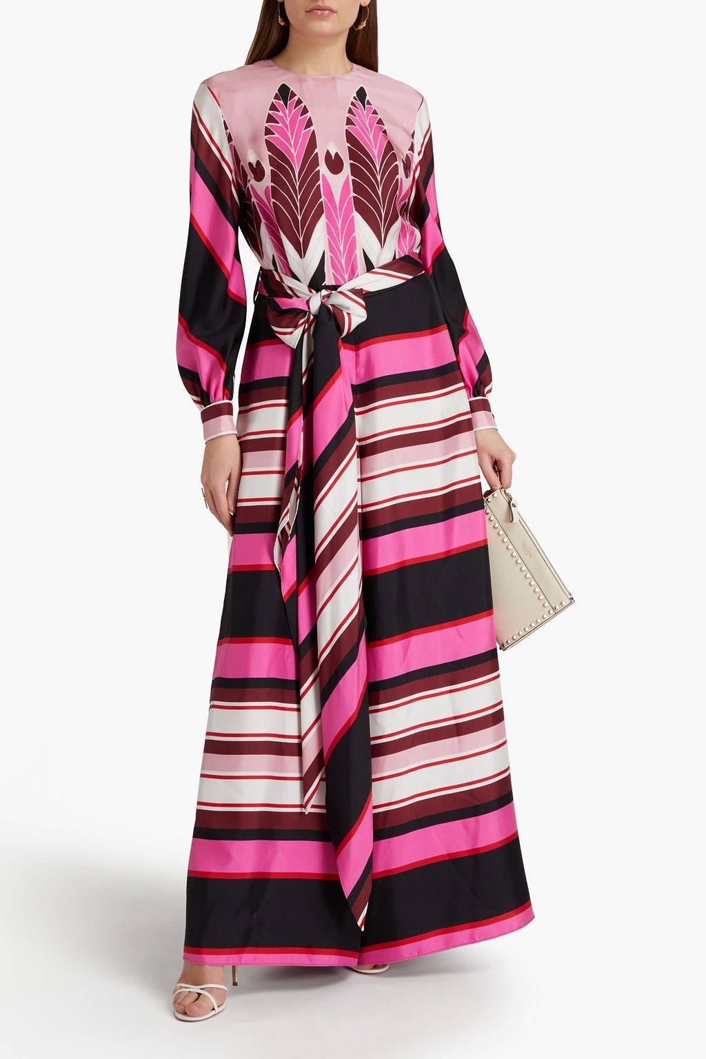VALENTINO GARAVANI Belted printed silk-twill wide-leg jumpsuit