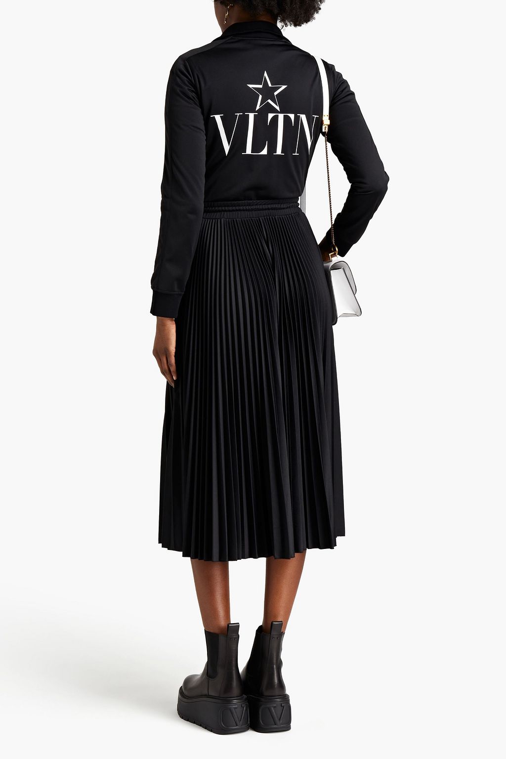 VALENTINO GARAVANI Pleated printed jersey midi dress