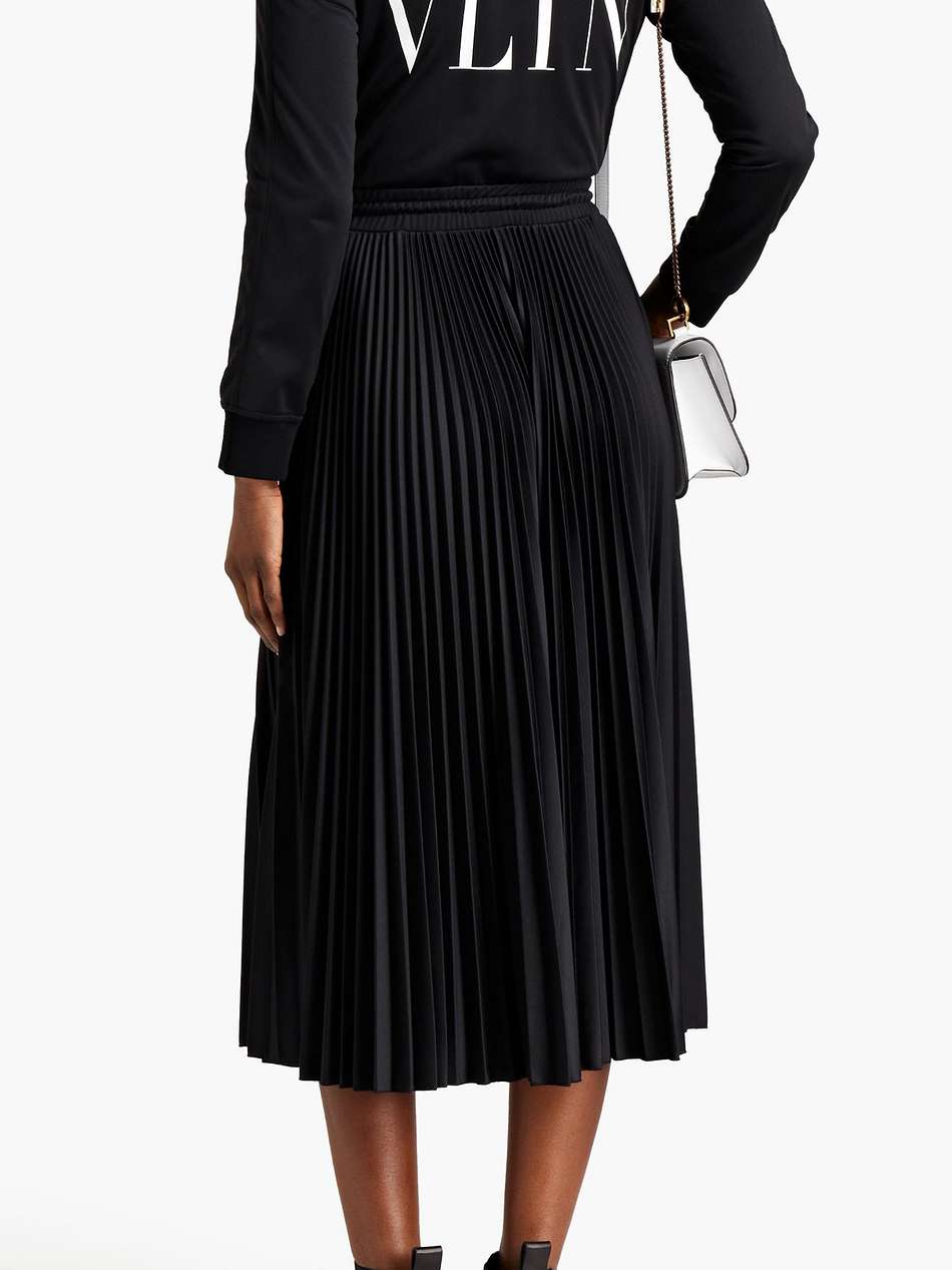 pleated printed jersey midi dress