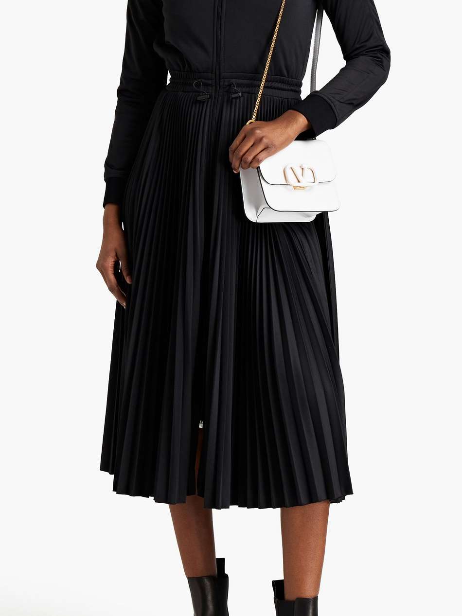 pleated printed jersey midi dress