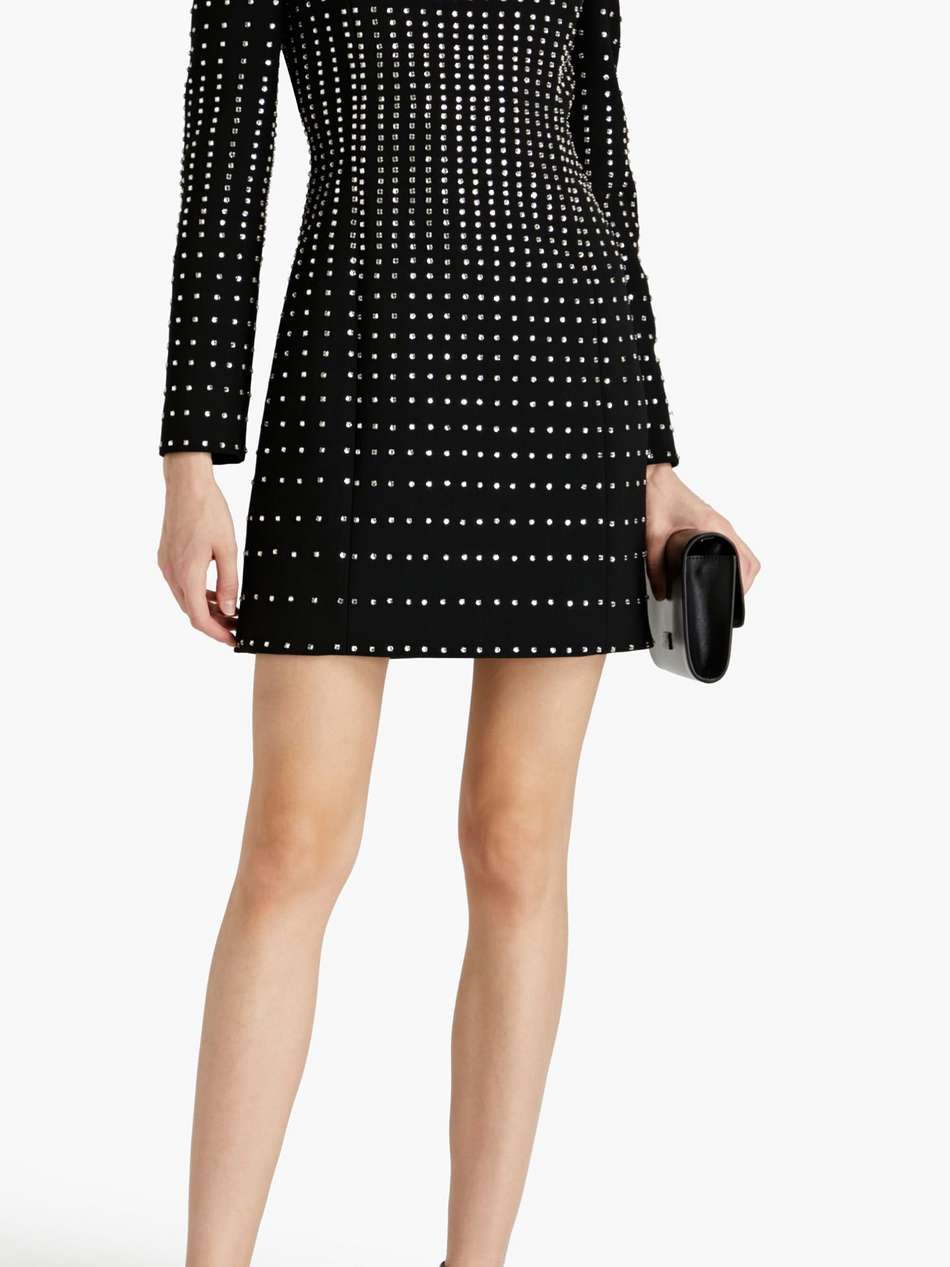 crystal-embellished crepe mini dress