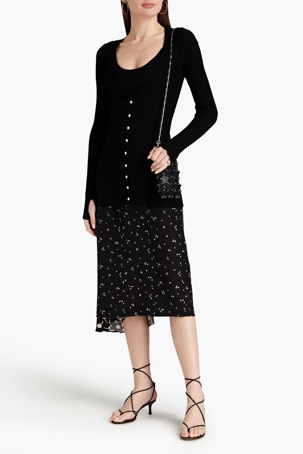 RABANNE Ribbed cotton-blend cardigan