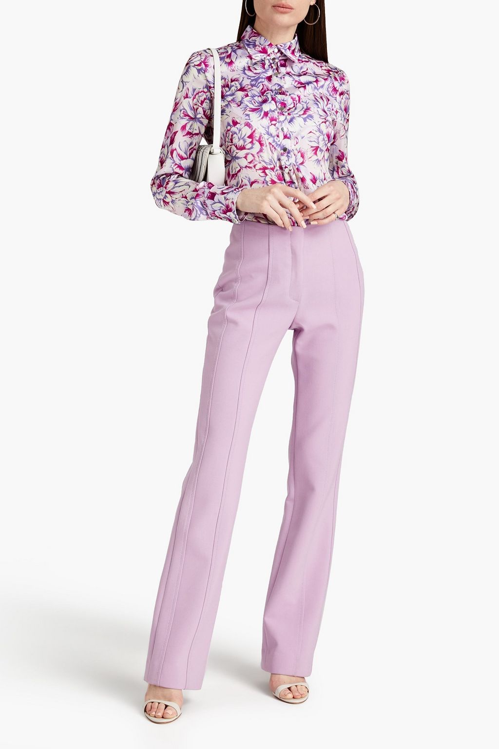 RABANNE Floral-print satin-crepe shirt