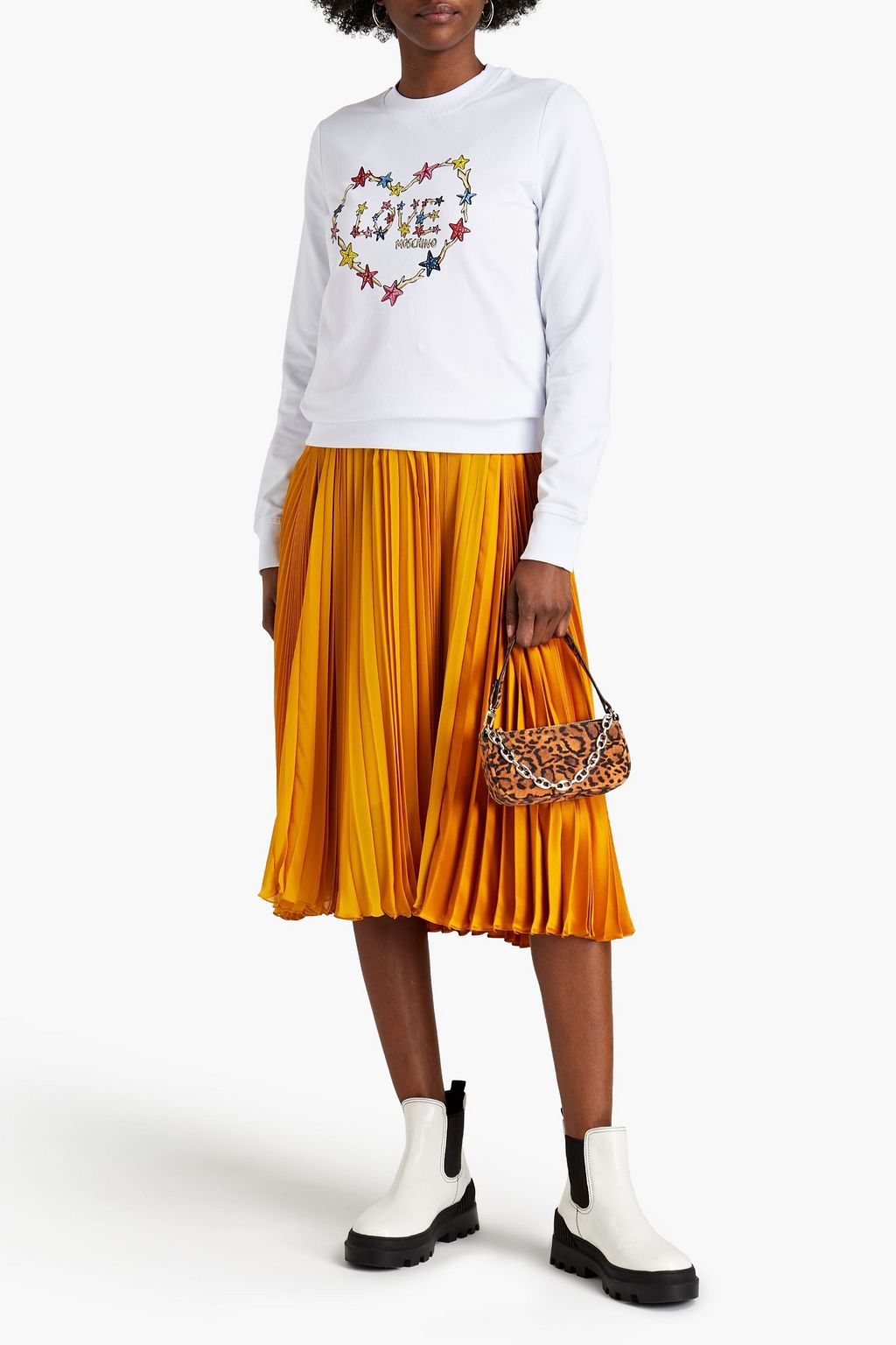LOVE MOSCHINO Printed French cotton-blend terry sweatshirt