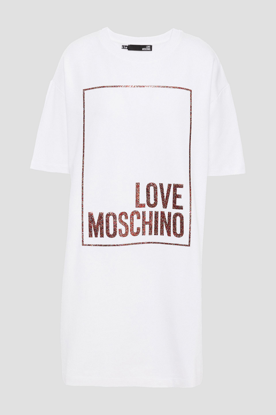 love moschino - glittered cotton-blend jersey mini dress - white - it 40