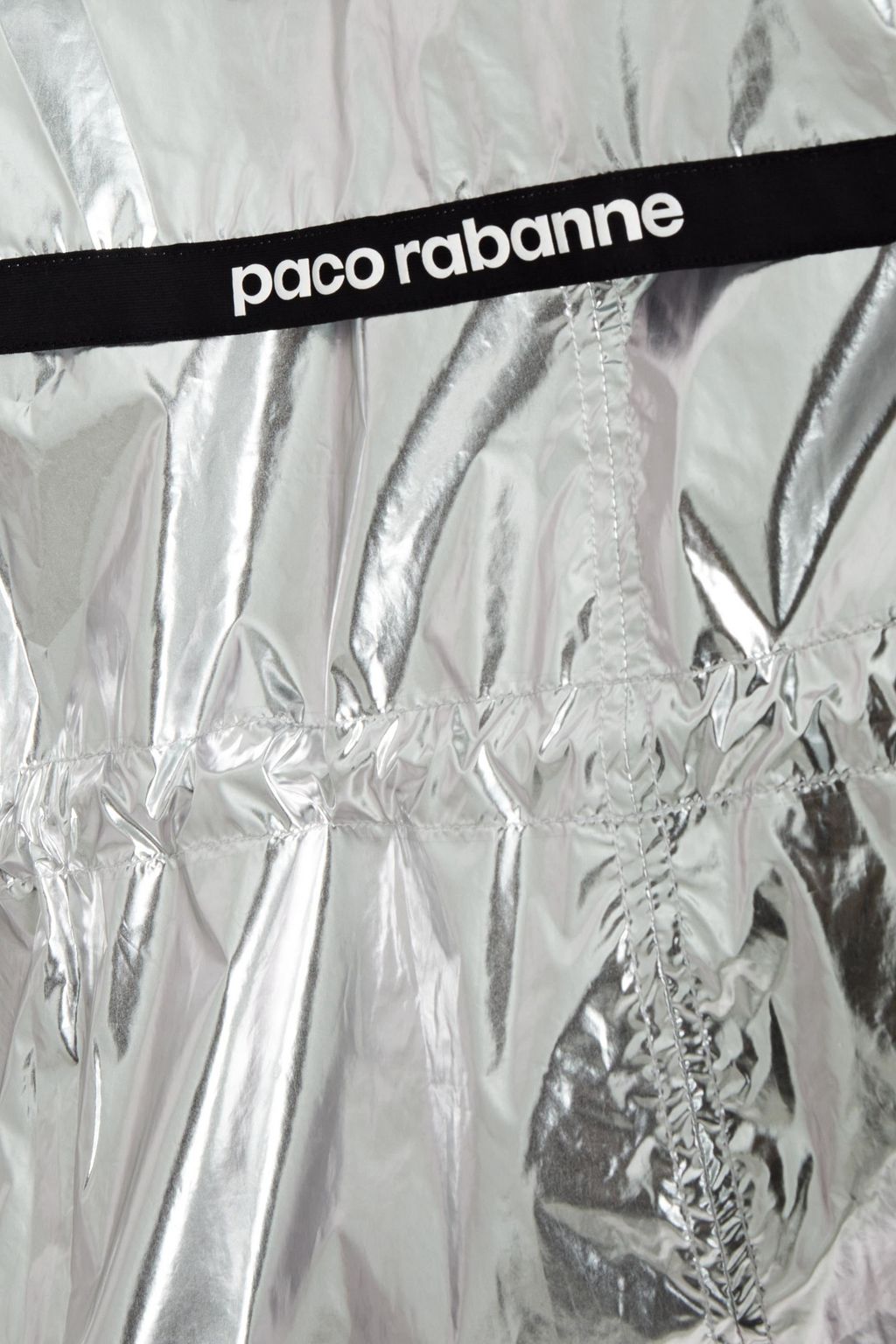 RABANNE Gathered metallic shell hooded parka