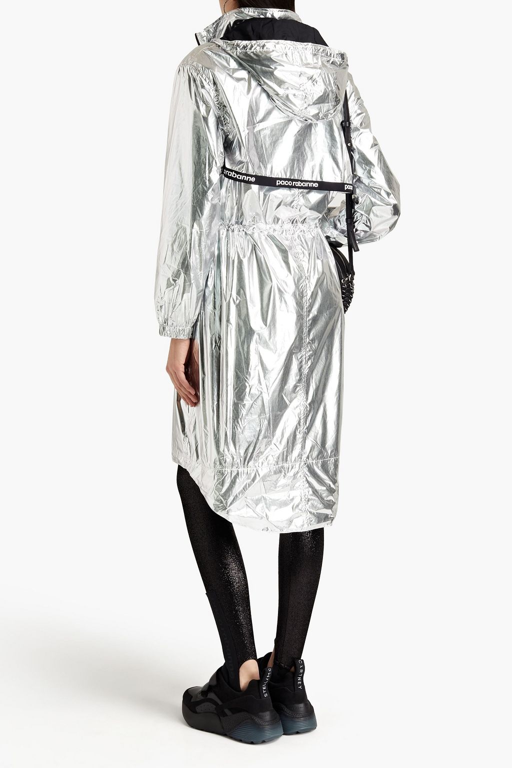 RABANNE Gathered metallic shell hooded parka