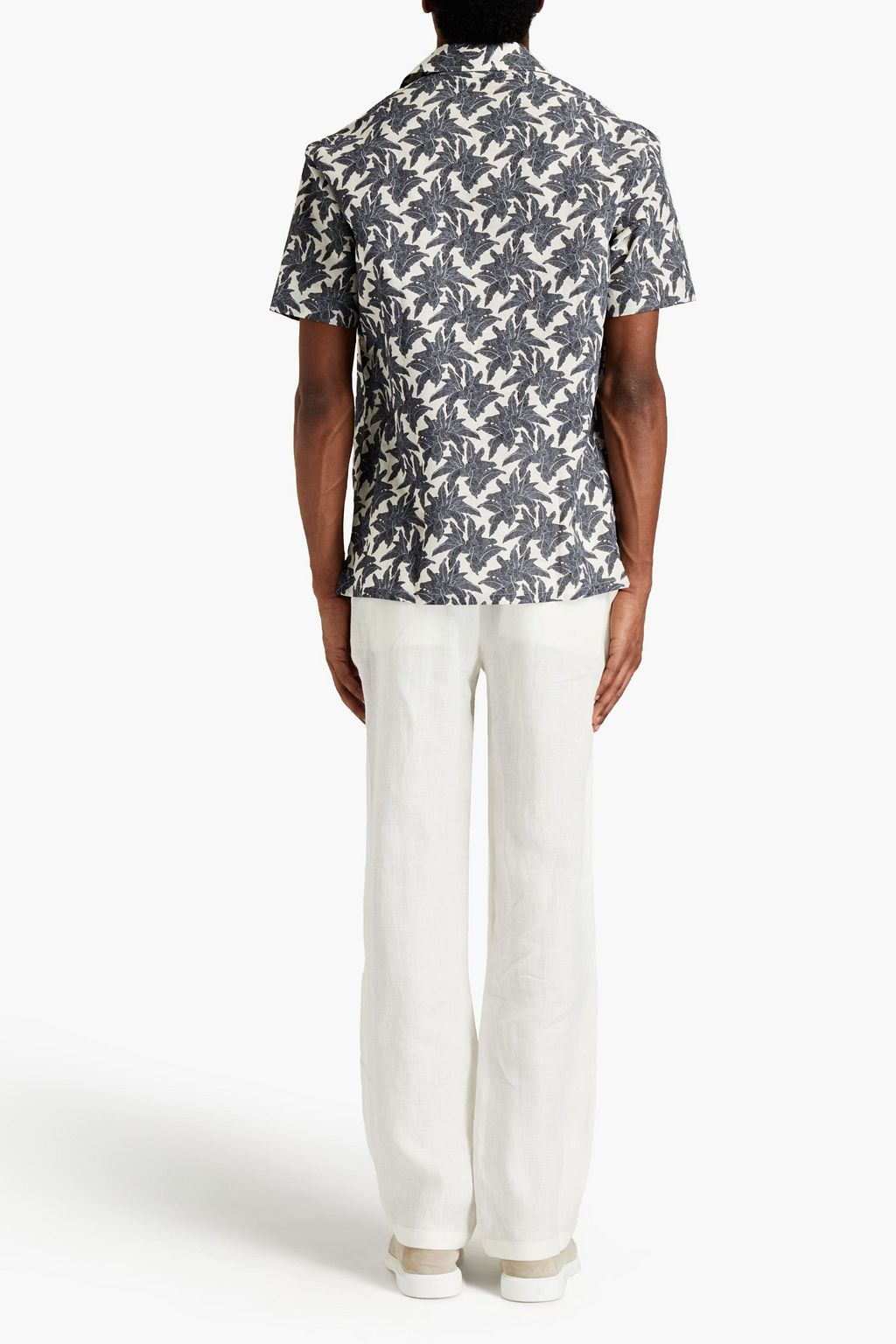 BRIONI Printed linen and cotton-blend shirt