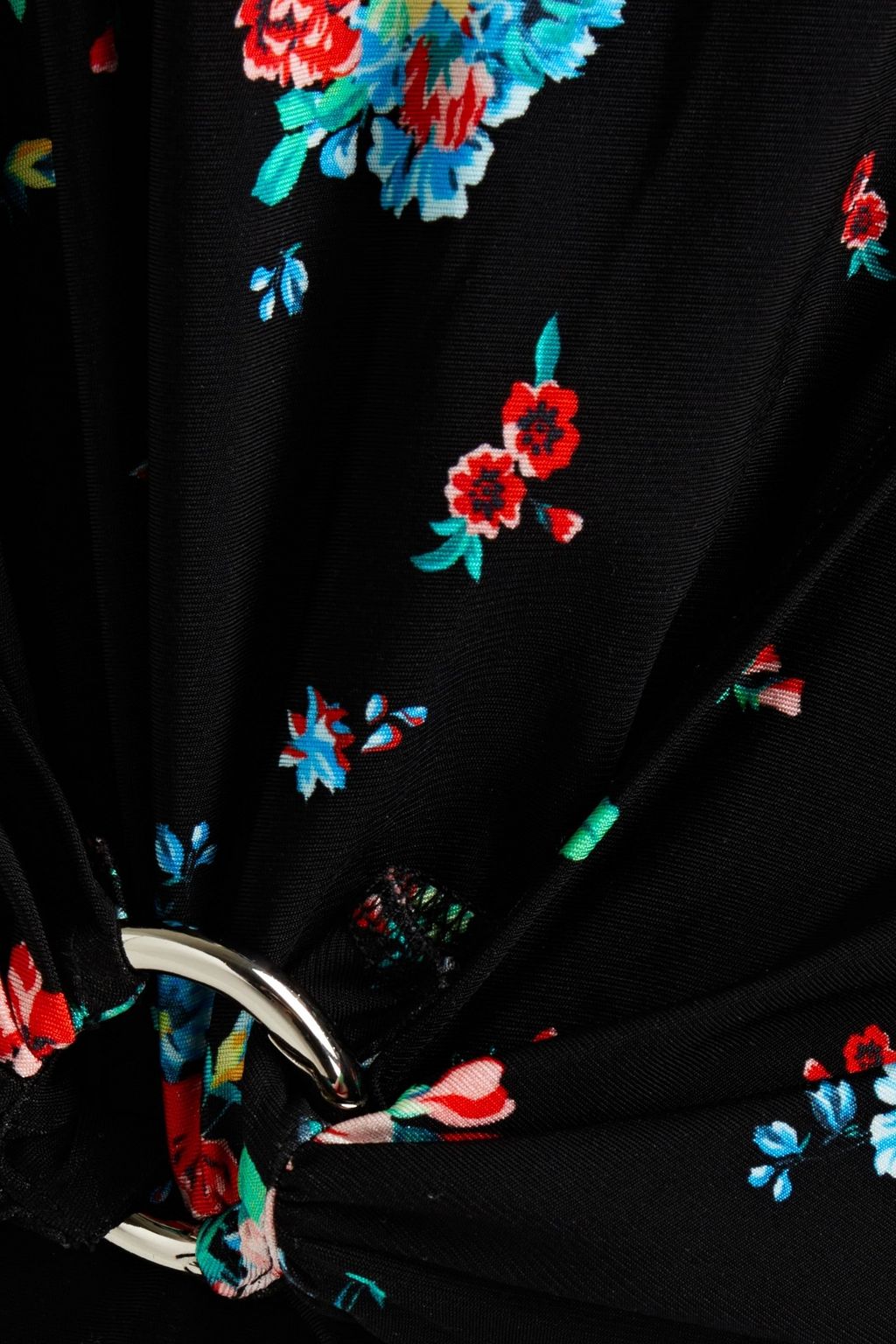 RABANNE Ring-embellished floral-print jersey top