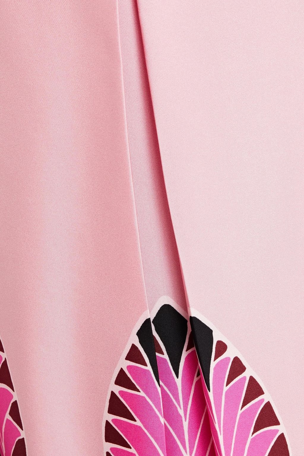 VALENTINO GARAVANI Pleated printed silk-twill midi dress