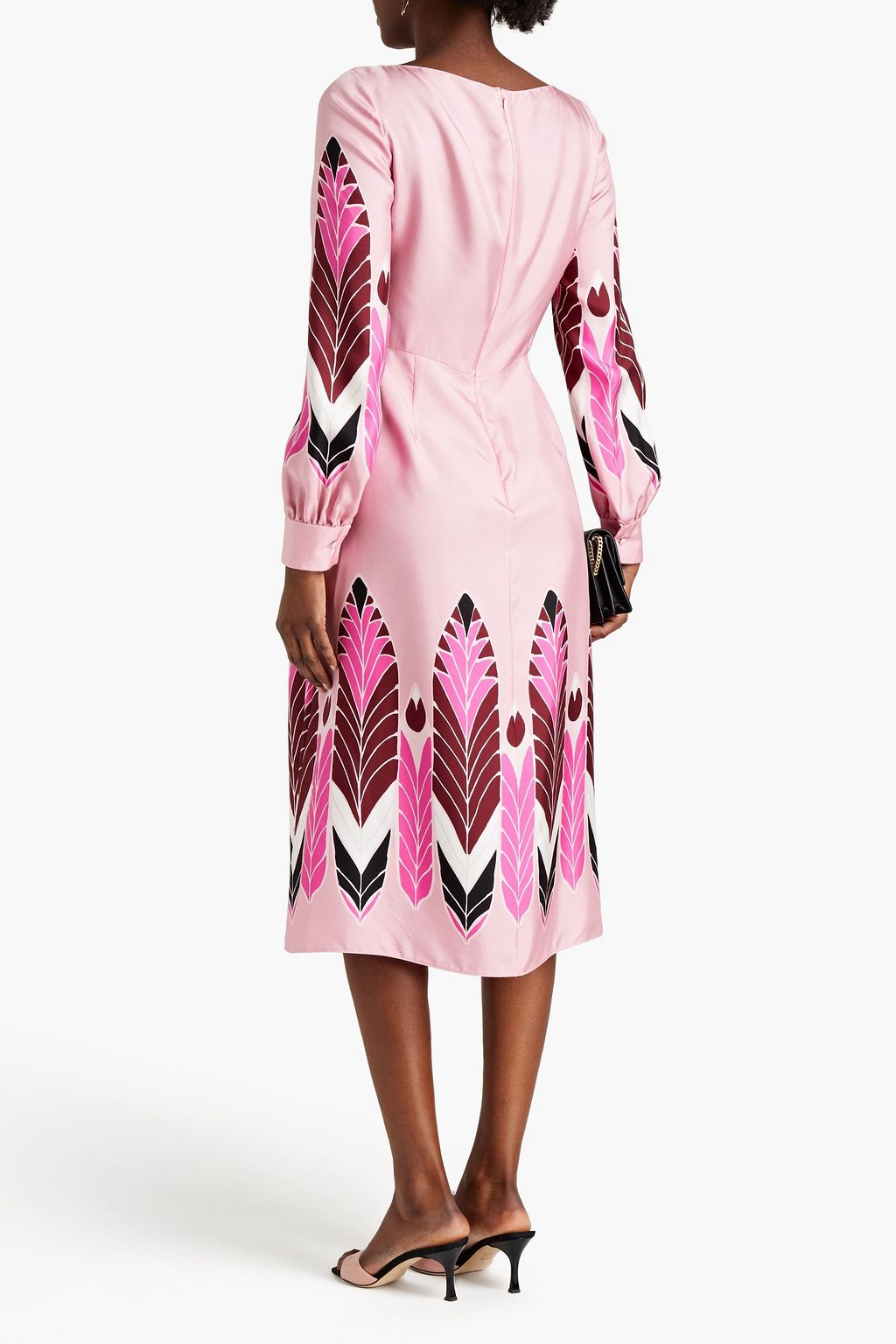 VALENTINO GARAVANI Pleated printed silk-twill midi dress