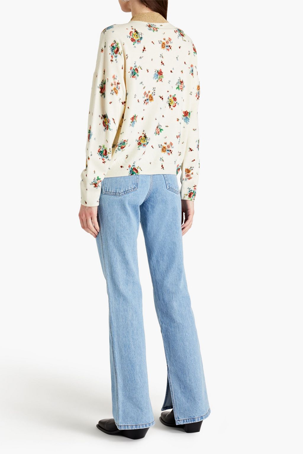 RABANNE Floral-print wool-blend sweater