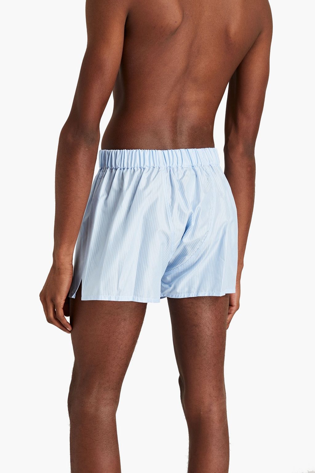 BRIONI Striped cotton and silk-blend poplin boxer shorts