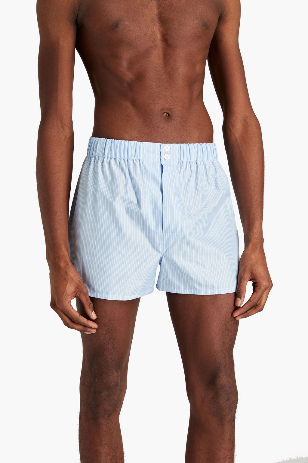 BRIONI Striped cotton and silk-blend poplin boxer shorts