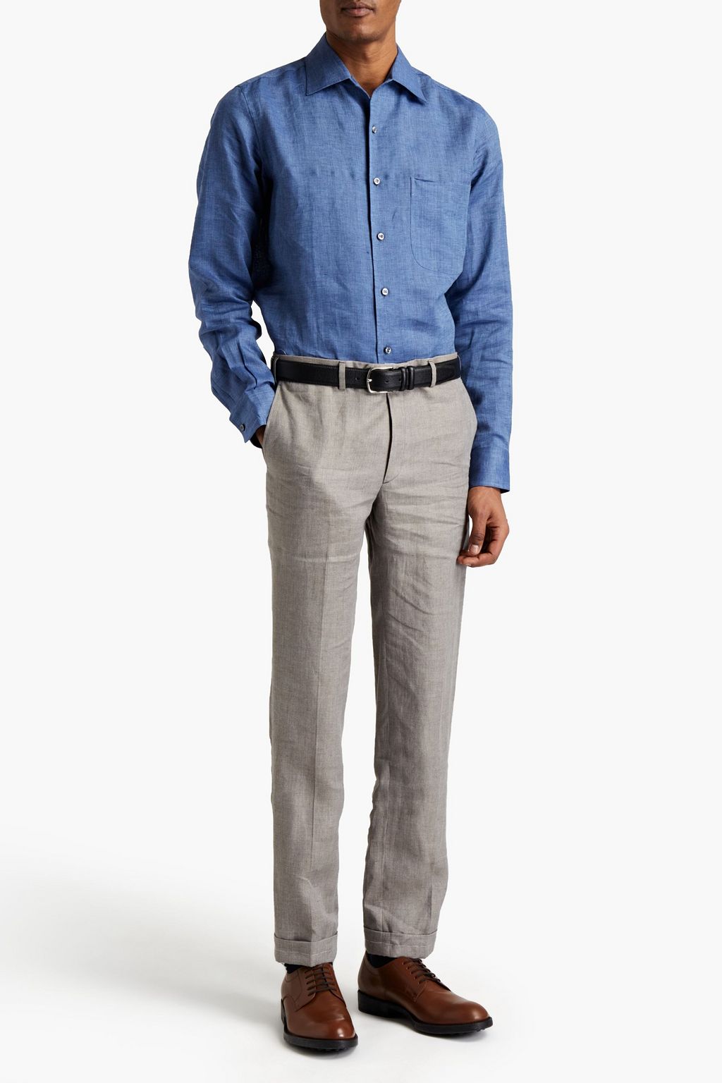 BRIONI Mélange linen-canvas chinos