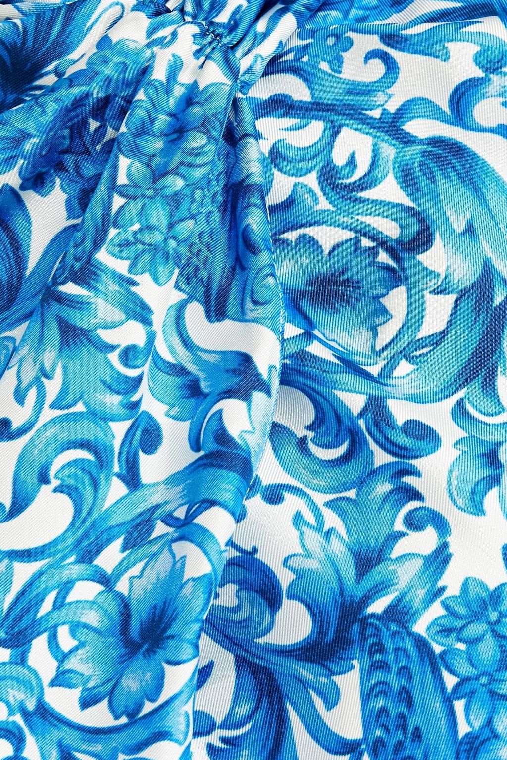 VALENTINO GARAVANI Pussy-bow floral-print silk-twill midi dress