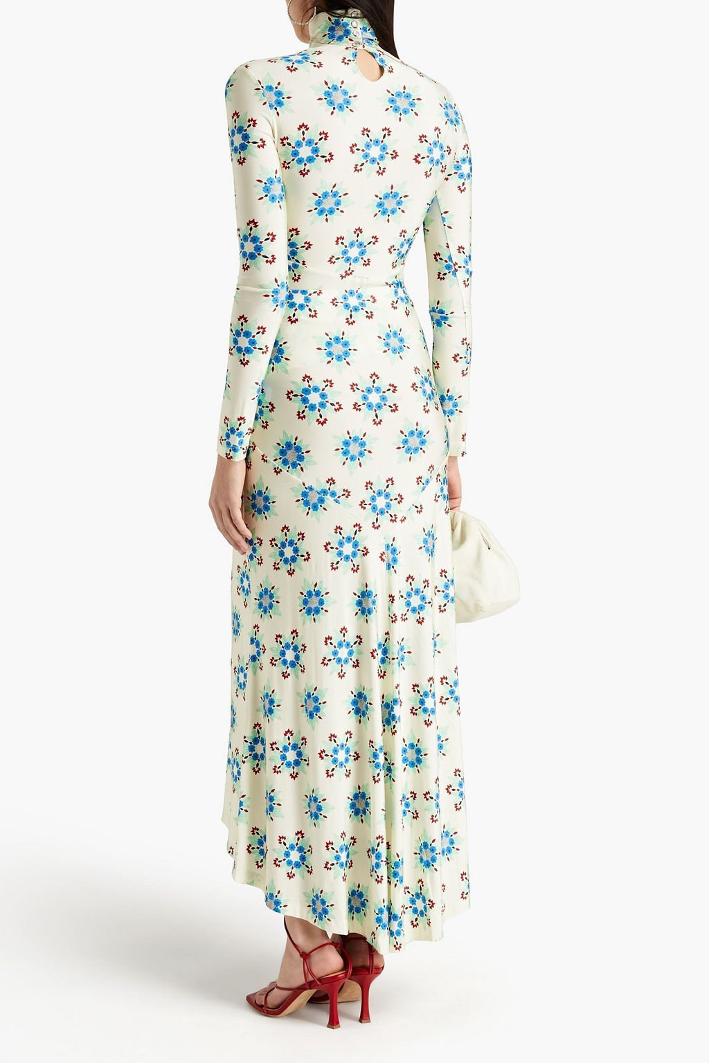 RABANNE Floral-print stretch-jersey midi skirt