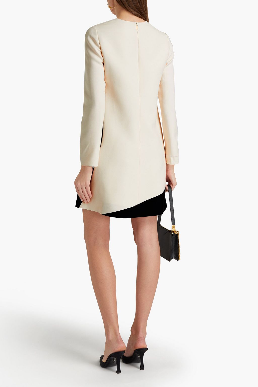VALENTINO GARAVANI Two-tone wool and silk-blend crepe mini dress