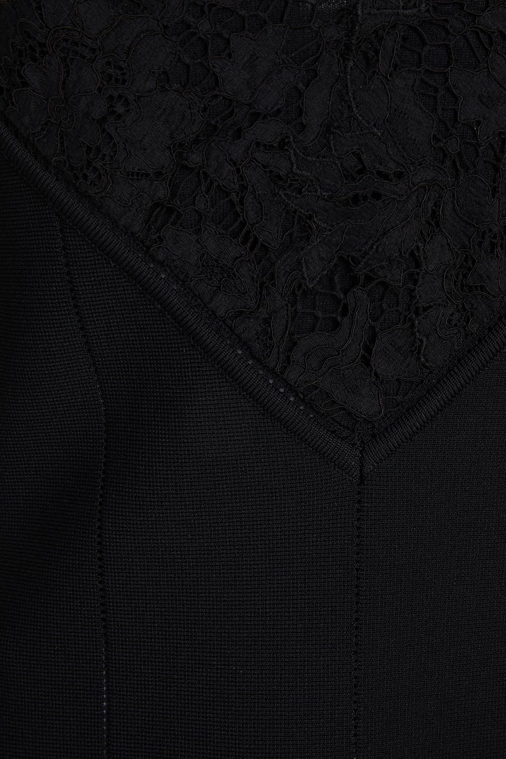 VALENTINO GARAVANI Lace-trimmed stretch-knit midi dress