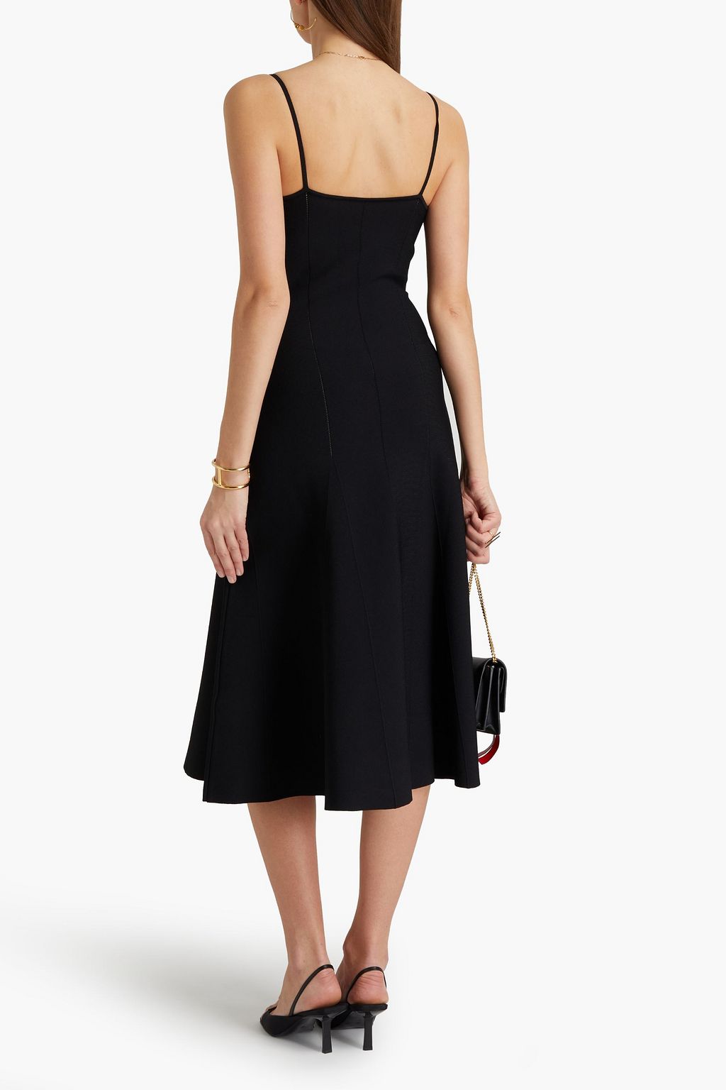 VALENTINO GARAVANI Lace-trimmed stretch-knit midi dress