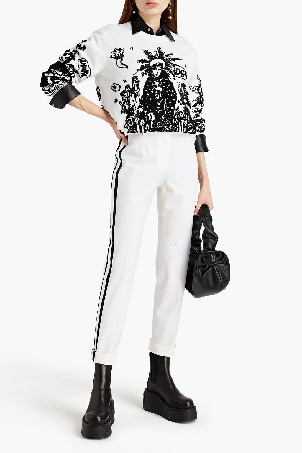 DOLCE&GABBANA Striped wool-blend tapered pants