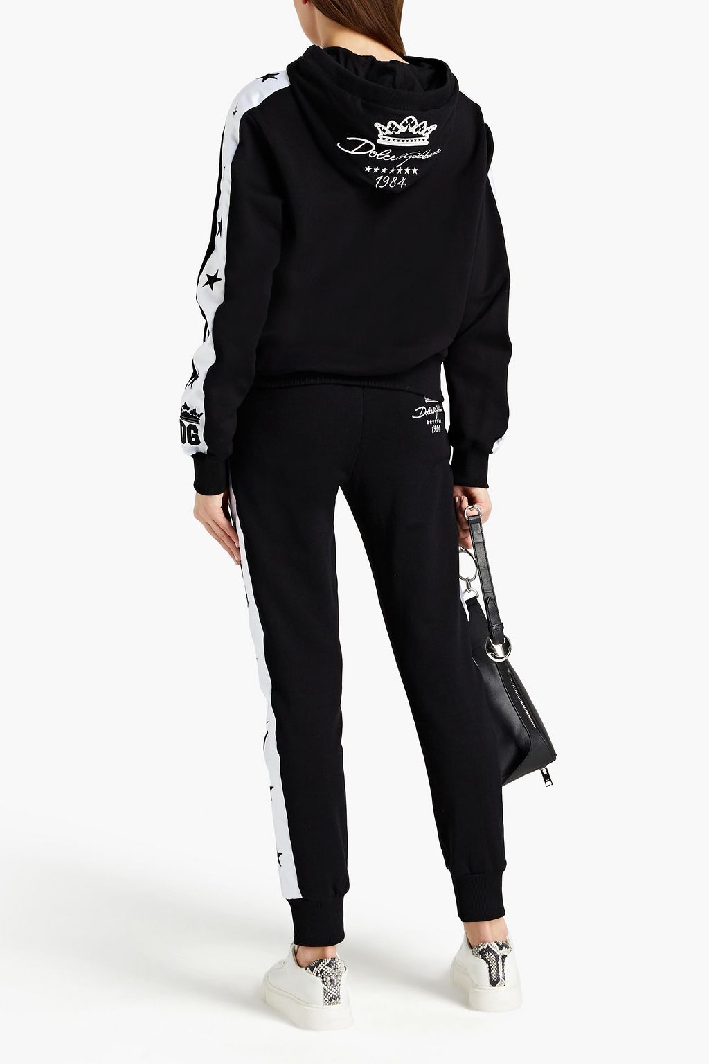DOLCE&GABBANA Two-tone French cotton-blend terry track pants