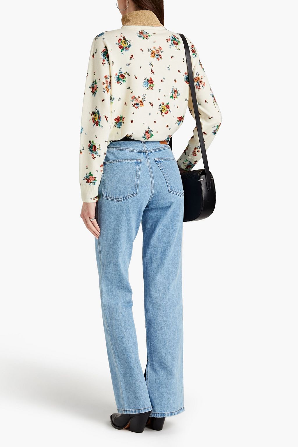 RABANNE Floral-print merino wool-blend turtleneck sweater