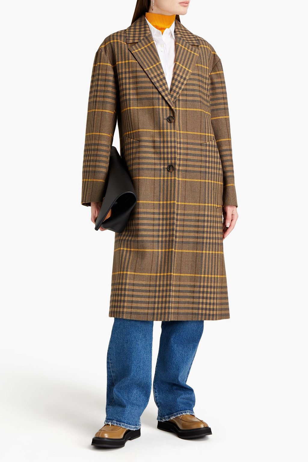PROENZA SCHOULER Oversized checked wool and linen-blend coat