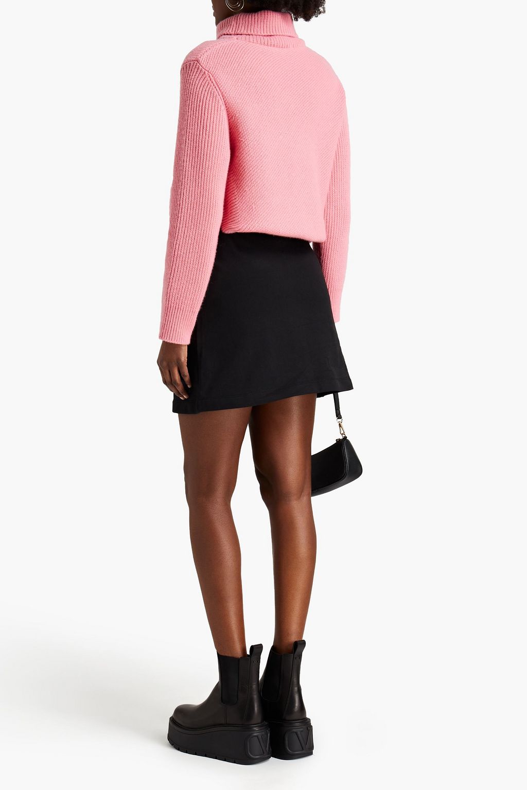 LOVE MOSCHINO Appliquéd French cotton-terry mini skirt