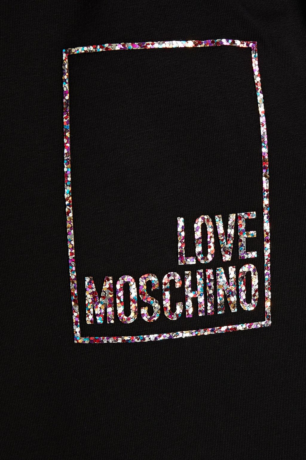 LOVE MOSCHINO Cropped glittered French cotton-blend terry track pants