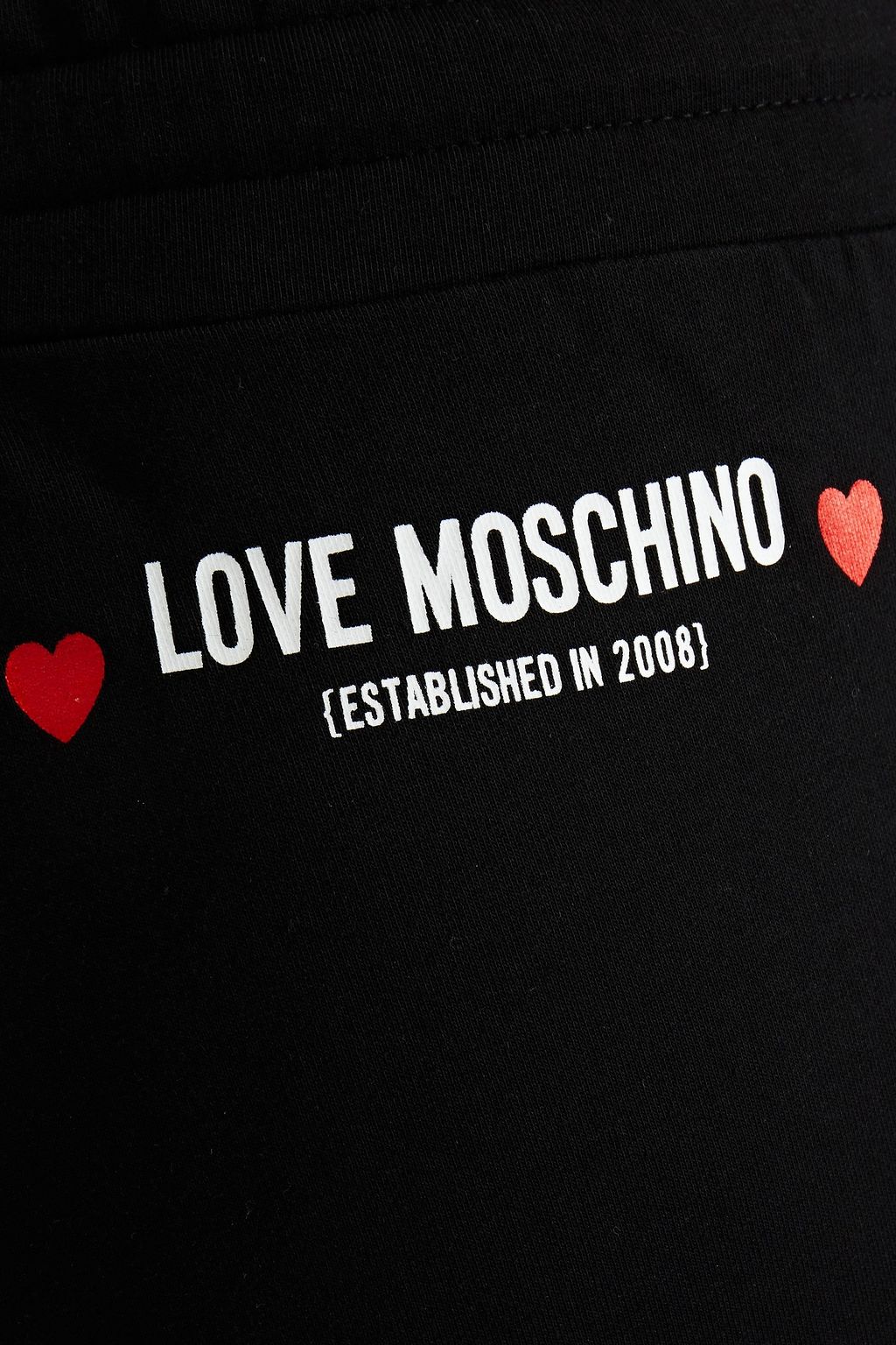 LOVE MOSCHINO Printed French cotton-blend terry track pants