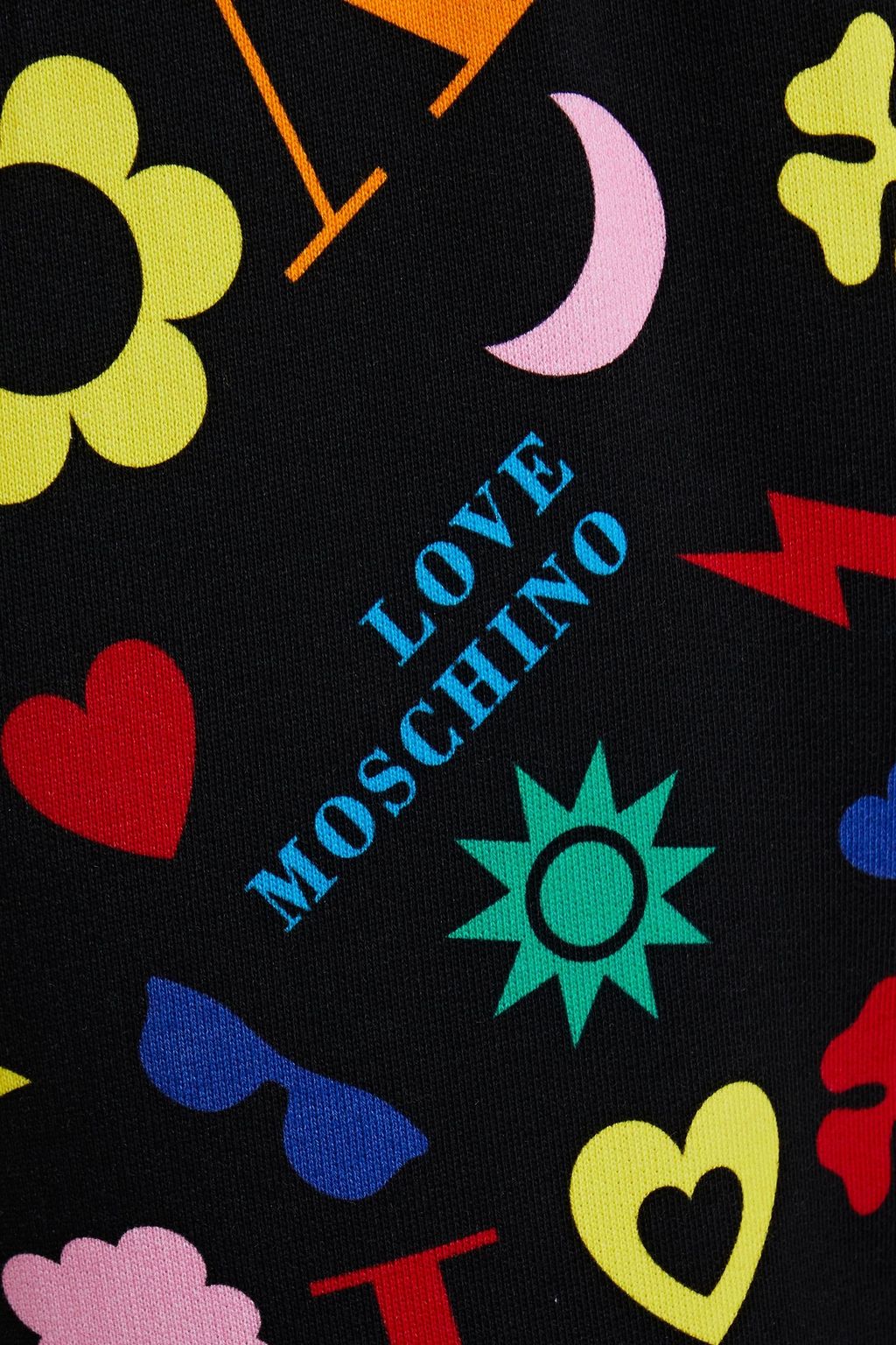 LOVE MOSCHINO Printed French cotton-terry track pants