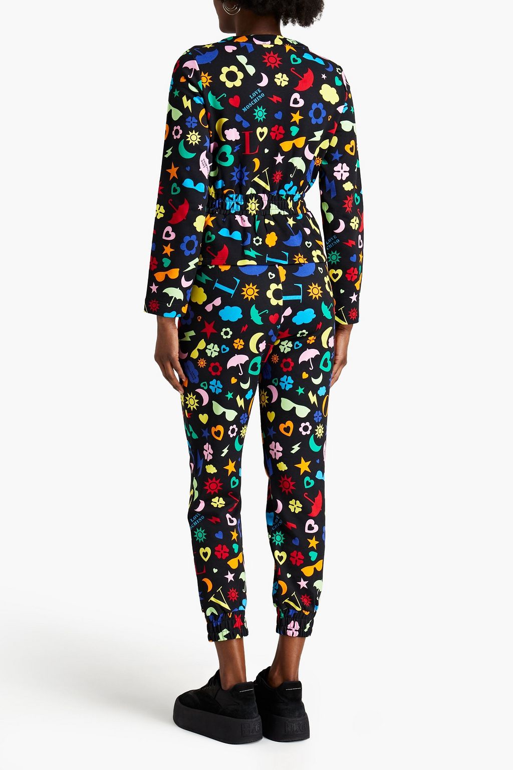 LOVE MOSCHINO Printed French cotton-terry track pants