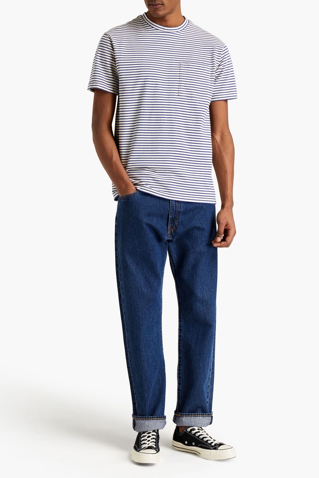 ASPESI Striped cotton-jersey T-shirt