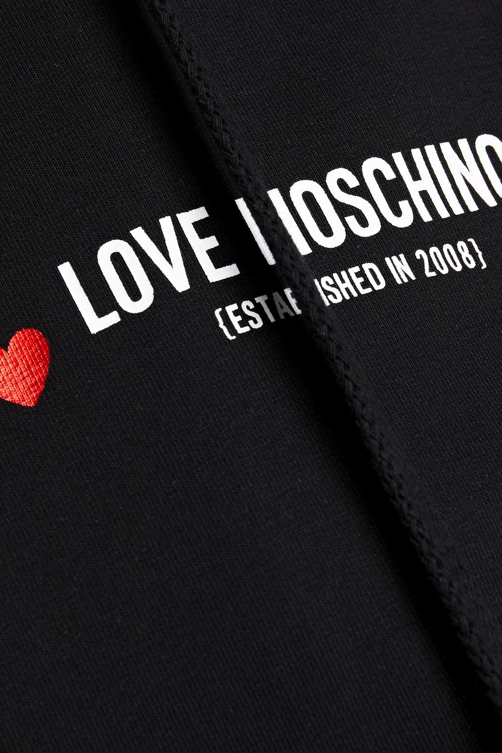 LOVE MOSCHINO Printed stretch-cotton jersey hoodie
