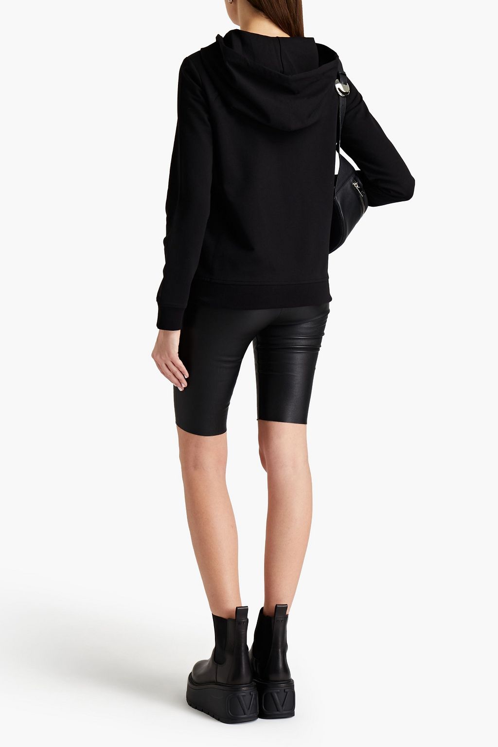 LOVE MOSCHINO Printed stretch-cotton jersey hoodie