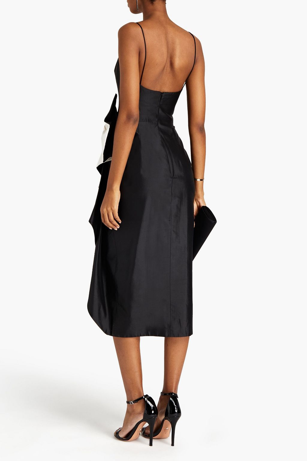 RASARIO Zweifarbiges Midikleid aus Shantung-Seide mit Schleife