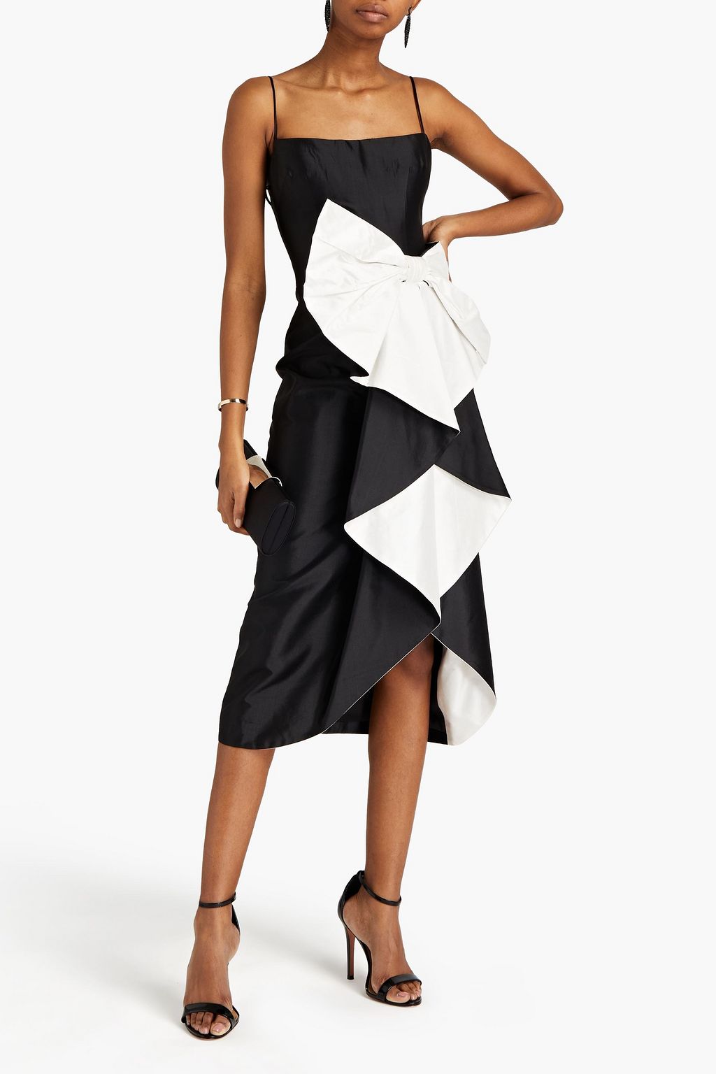 RASARIO Zweifarbiges Midikleid aus Shantung-Seide mit Schleife