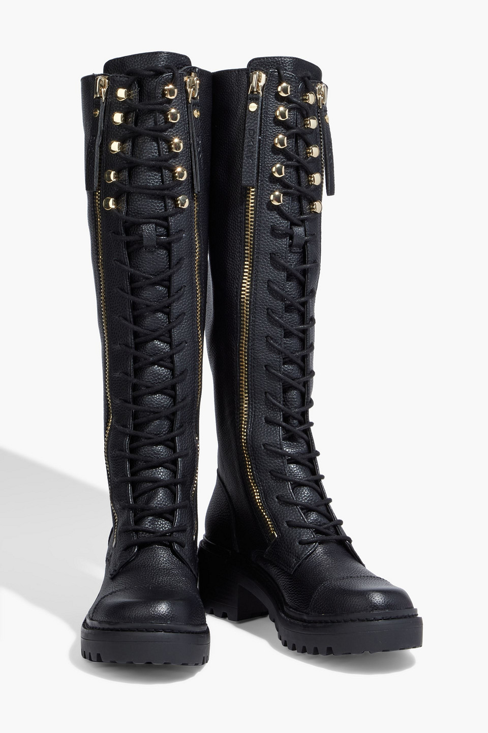 Dkny Balie Pebbledleather Knee Boots In Black ModeSens