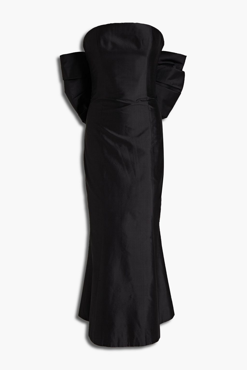 ブラック リボン付き ストラップレス シルクシャンタン ミディワンピース The Outnet Rasario The Outnet