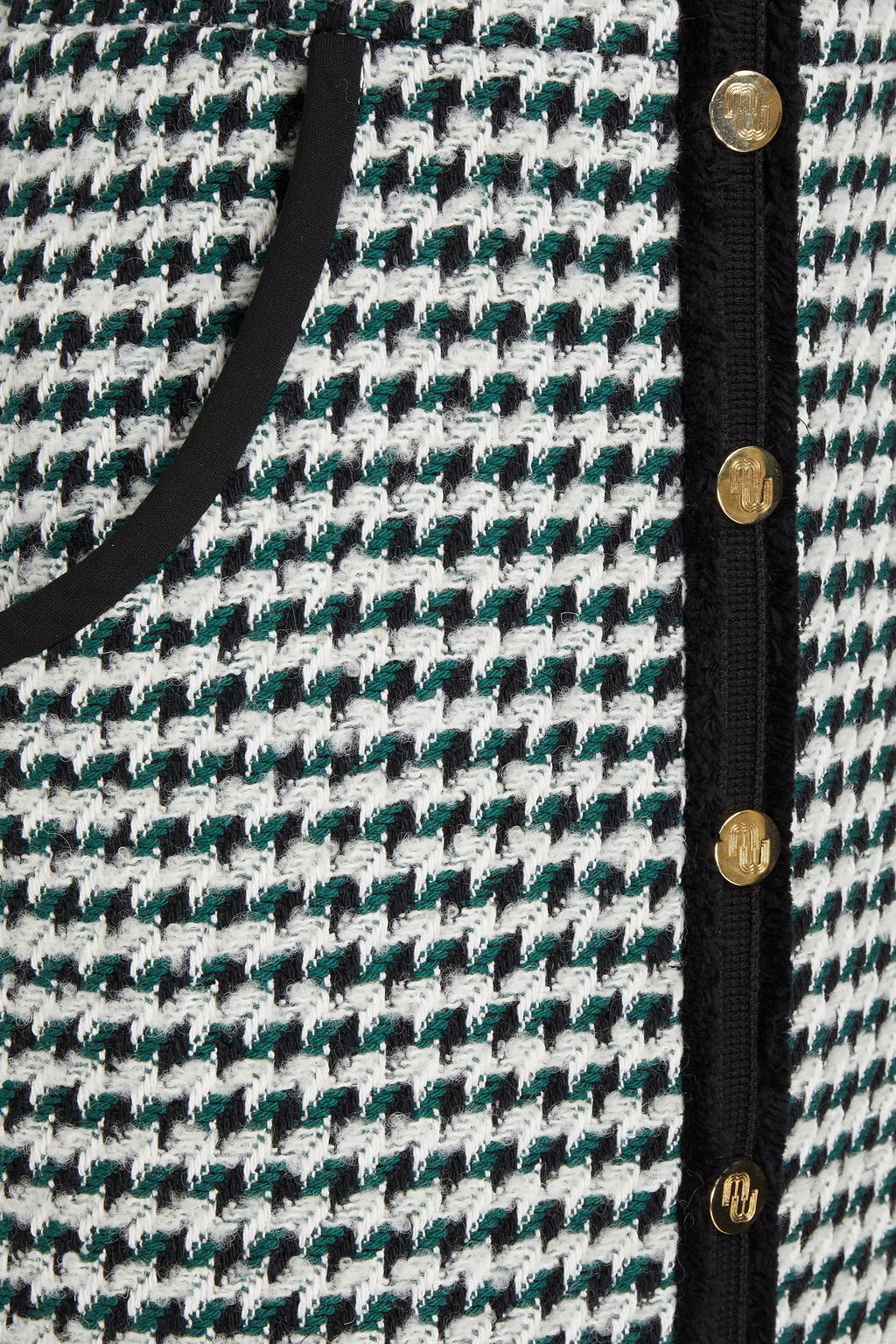 MAJE Velvet-trimmed cotton-blend tweed mini shirt dress
