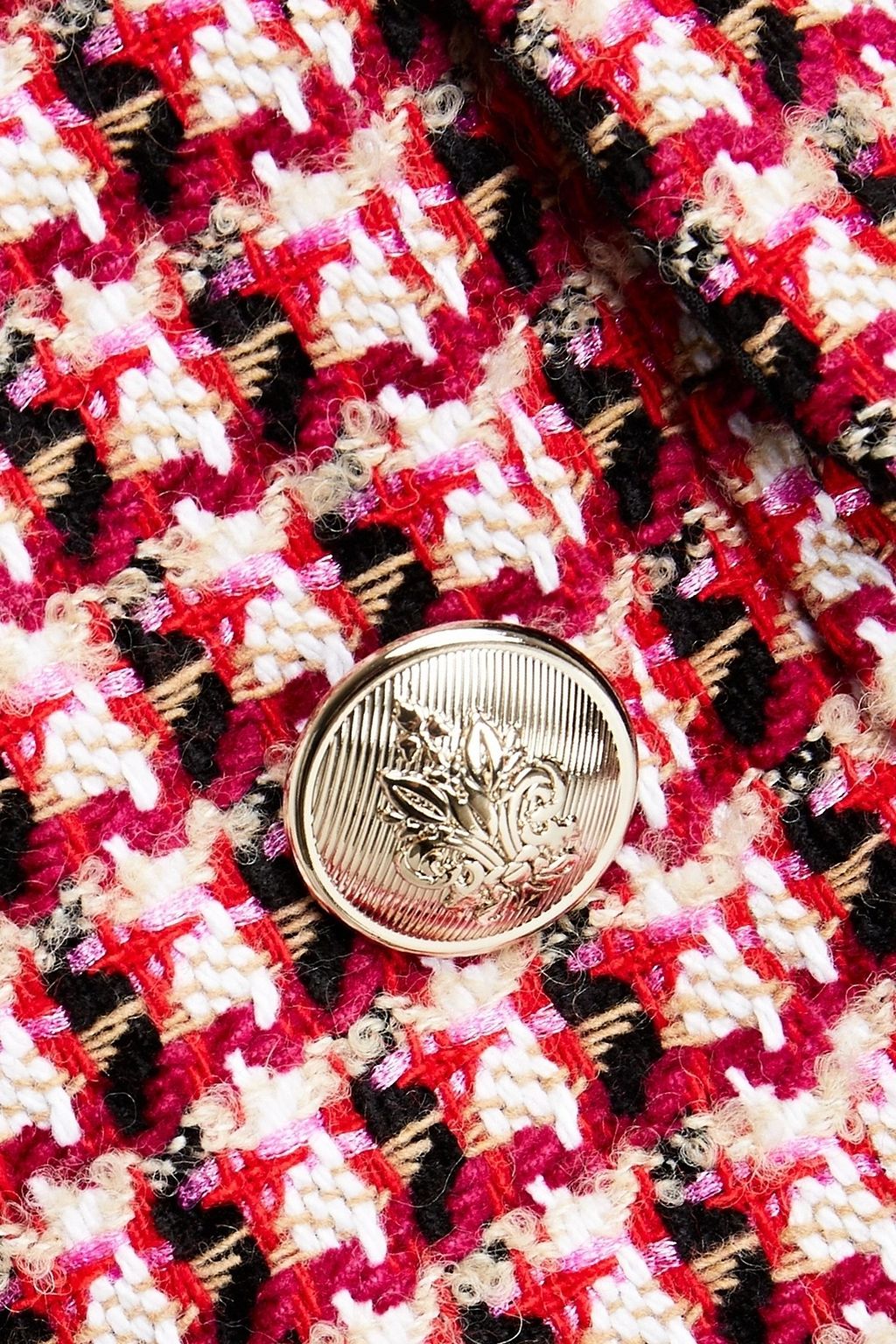 MAJE Mehrlagiges Minikleid aus Crêpe de Chine und Tweed mit Verzierung