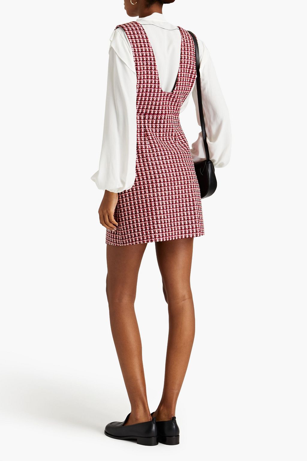 MAJE Mehrlagiges Minikleid aus Crêpe de Chine und Tweed mit Verzierung