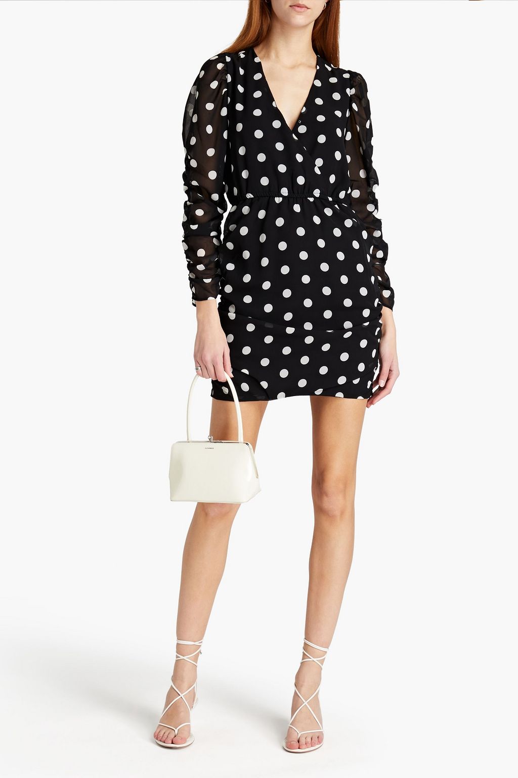 WALTER BAKER Deena wrap-effect polka-dot crepe mini dress