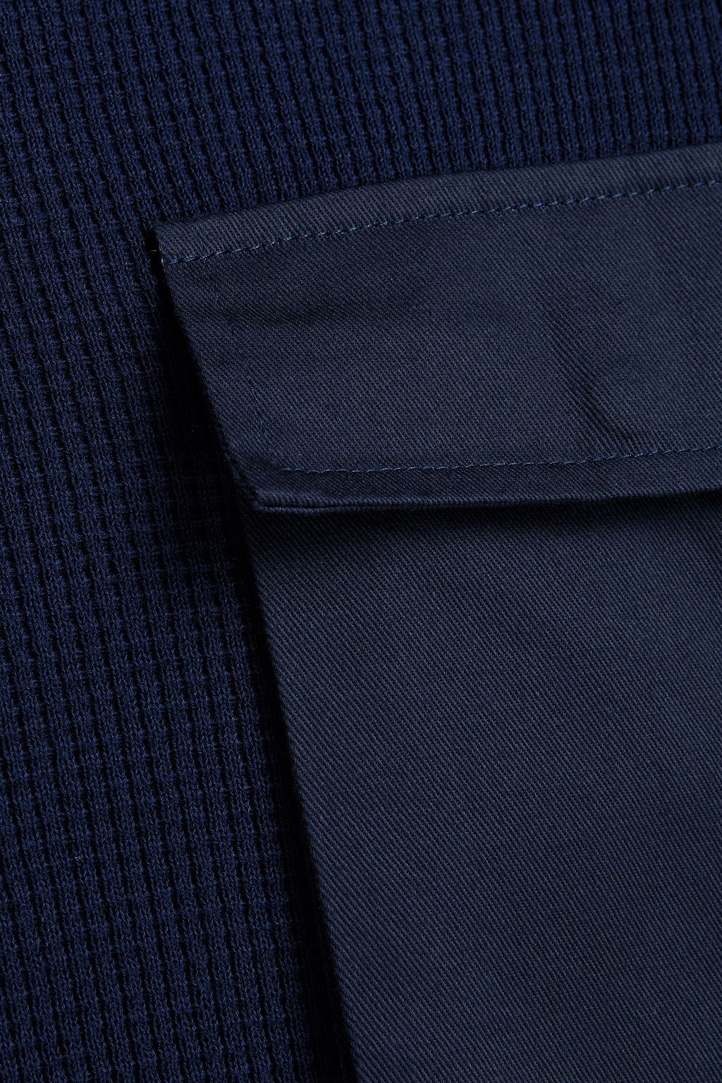 ASPESI Twill-paneled waffle-knit cotton sweater