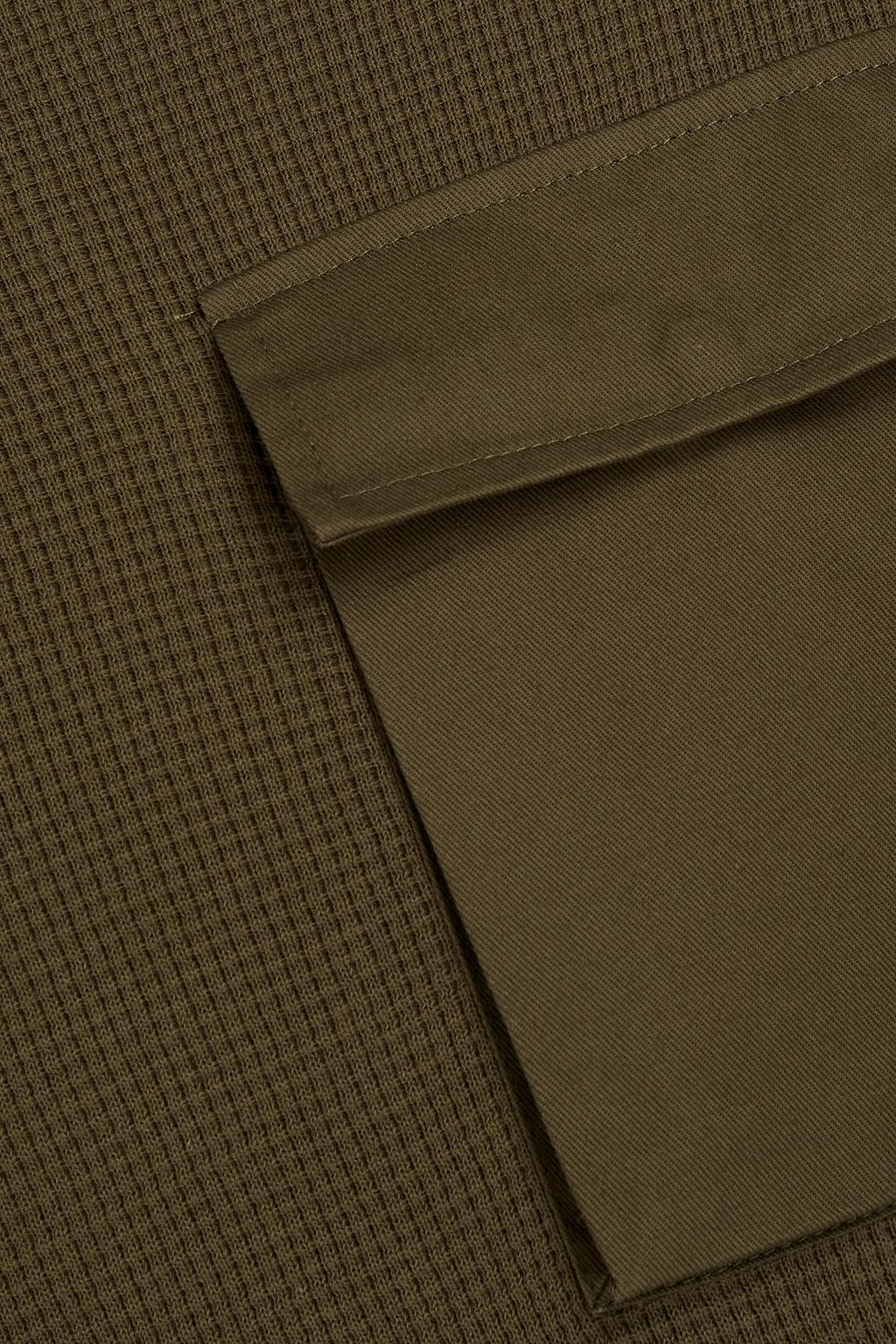 ASPESI Twill-paneled waffle-knit cotton sweater
