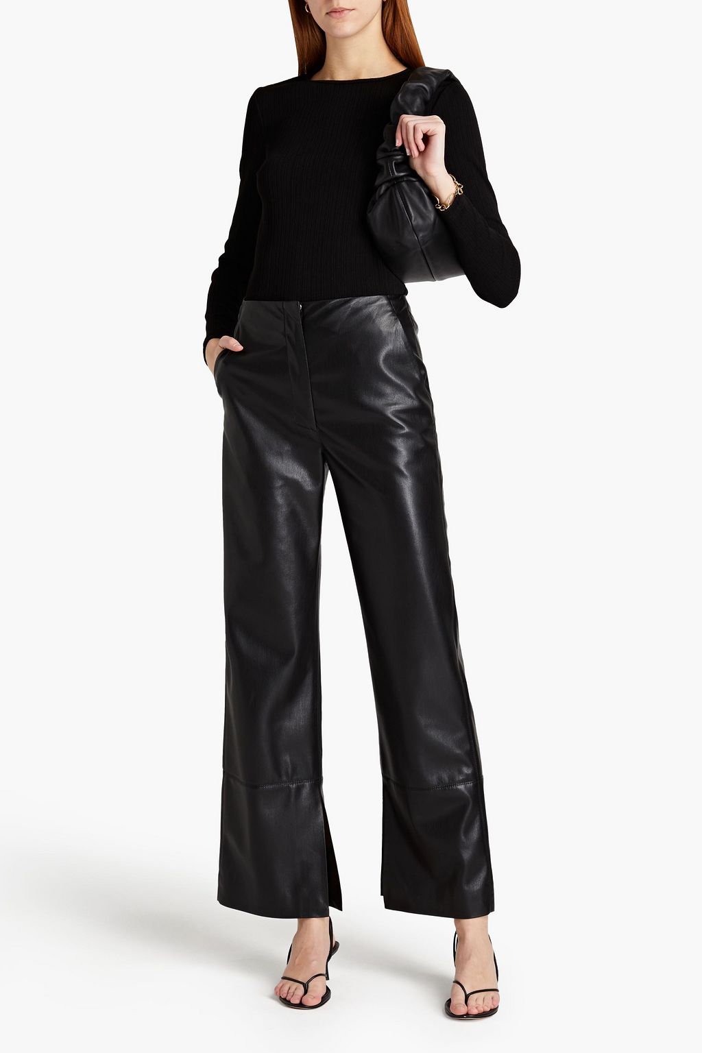 WALTER BAKER Eden cropped cutout ribbed-knit top