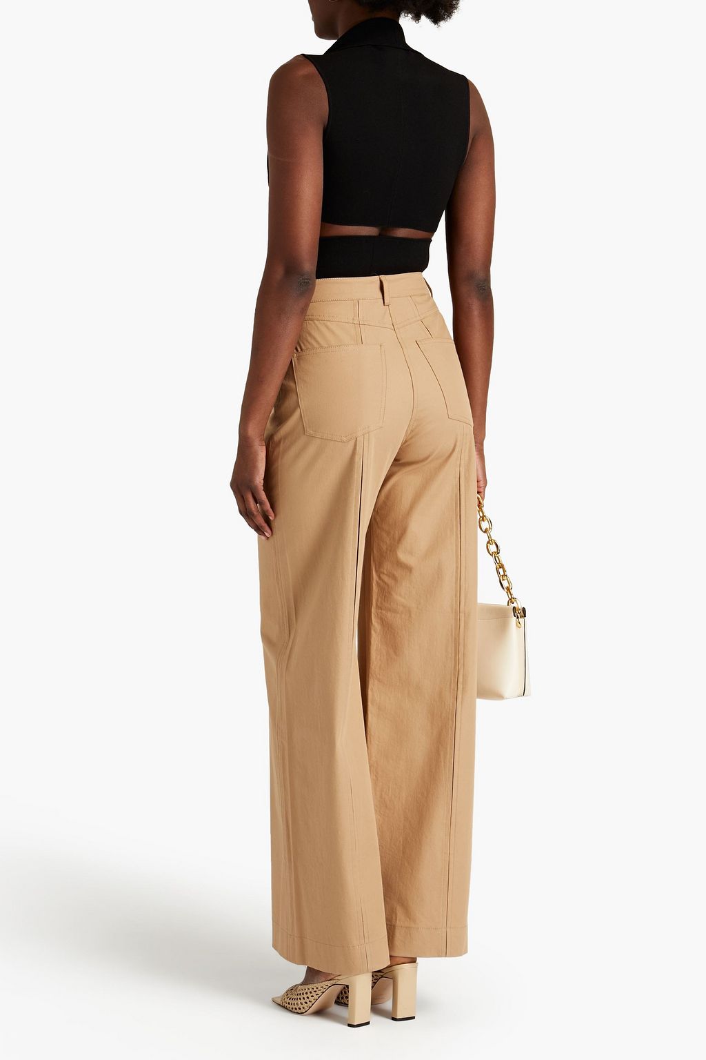 NANUSHKA Bowen pleated cotton-blend twill wide-leg pants
